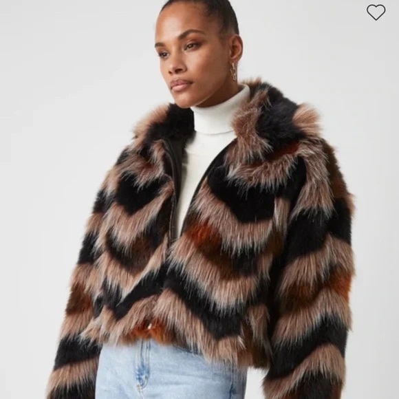 French Connection Dallow Multicolor Faux Fur Jacket - Picture 2 of 10